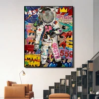 graffiti street art astronaut poster painting canvas print wall picture for living room home decoration frameless