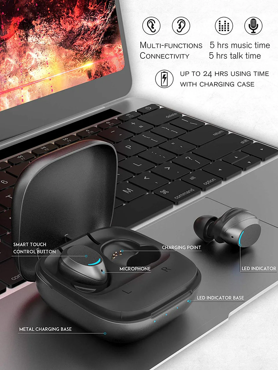 U9 TWS металлические сенсорные беспроводные наушники Bluetooth 5,0 наушники 6D стерео наушники с шумоподавлением игровая гарнитура для iphone xiaomi