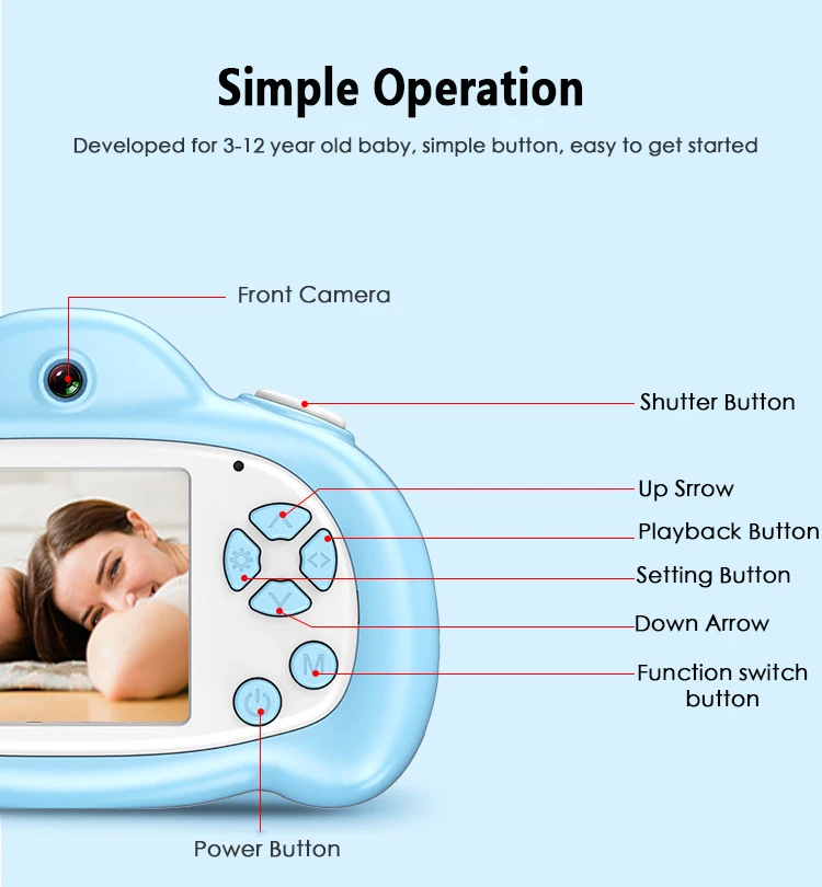 Новинка Детская цифровая мини камера с цветным экраном и двумя объективами 1080P HD