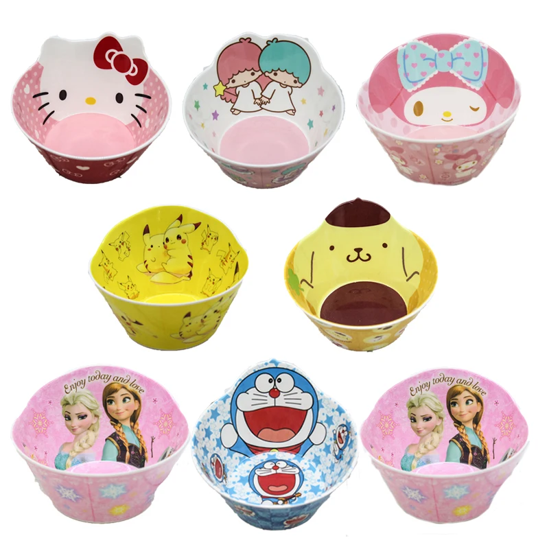 

Японские Мультяшные аниме Kittys Doraemon Frozen Pikachu Melody Gemini PomsPurin Anti-Fall and Anti-миска для горячего супа Kids Toy Gift