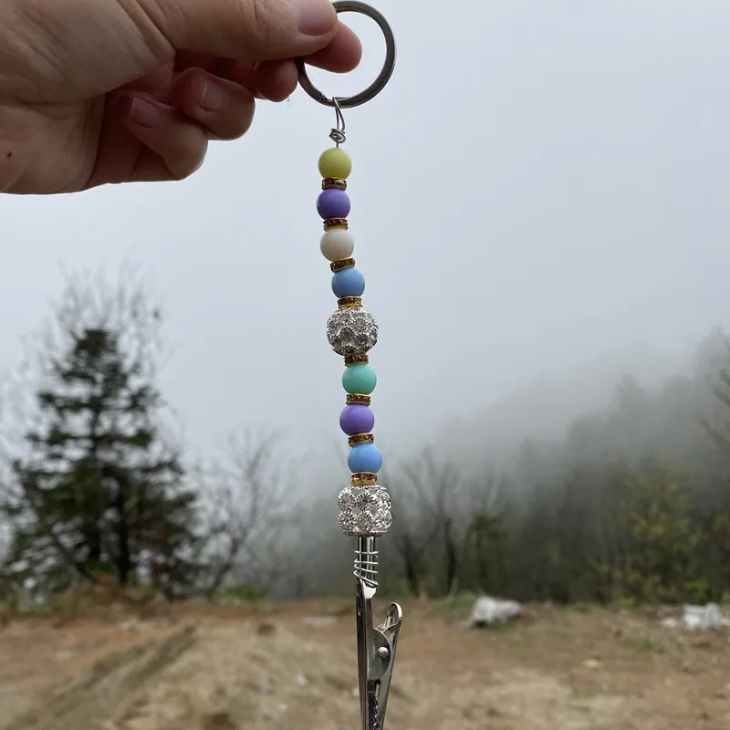 

Multifunction Fashion Women Smoking Clips Card Holder Jewelry Pearl Beaded with Keychian Bracelet Grippers