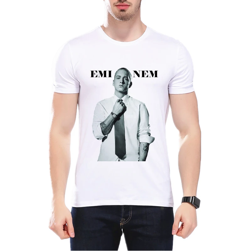 Мужская футболка EMINEM Повседневная в стиле хип хоп с принтом rap god короткими