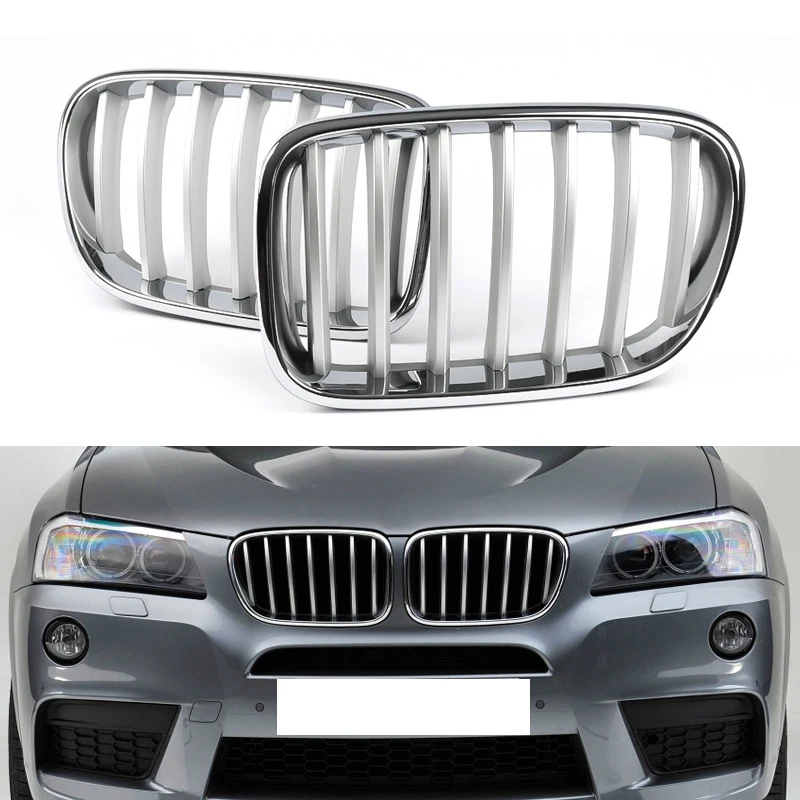 

Chrome Front Bumper Hood Kidney Grill Grille For-BMW X3 F25 2011-2014 Front Grill Grille Refit