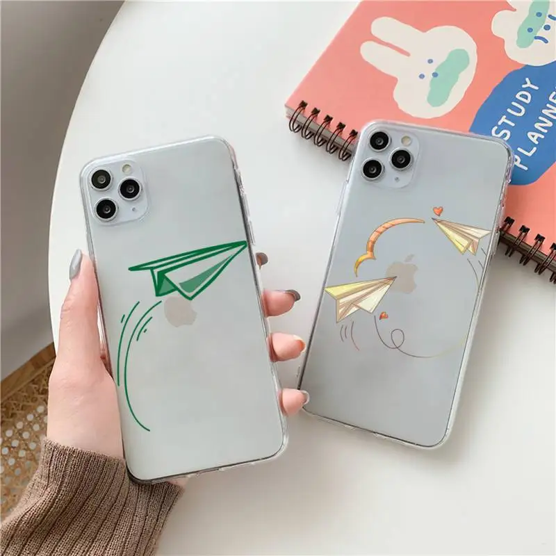 

paper airplane Childhood flying Phone Case Transparent for Clear iPhone case 11 12 mini pro XS MAX 8 7 6 6S Plus X 5S SE 2020 XR