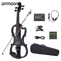 ammoon ve 201 ve 209 full size 44 solid wood silent electric violin fiddle maple body ebony fingerboard pegs many types violins