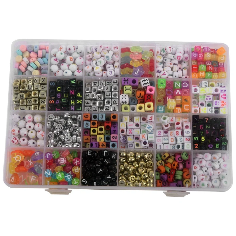 

English Letter Acrylic Beads Square Flat Alphabet Beads Charms Bracelet Necklace for Jewelry Making DIY Set