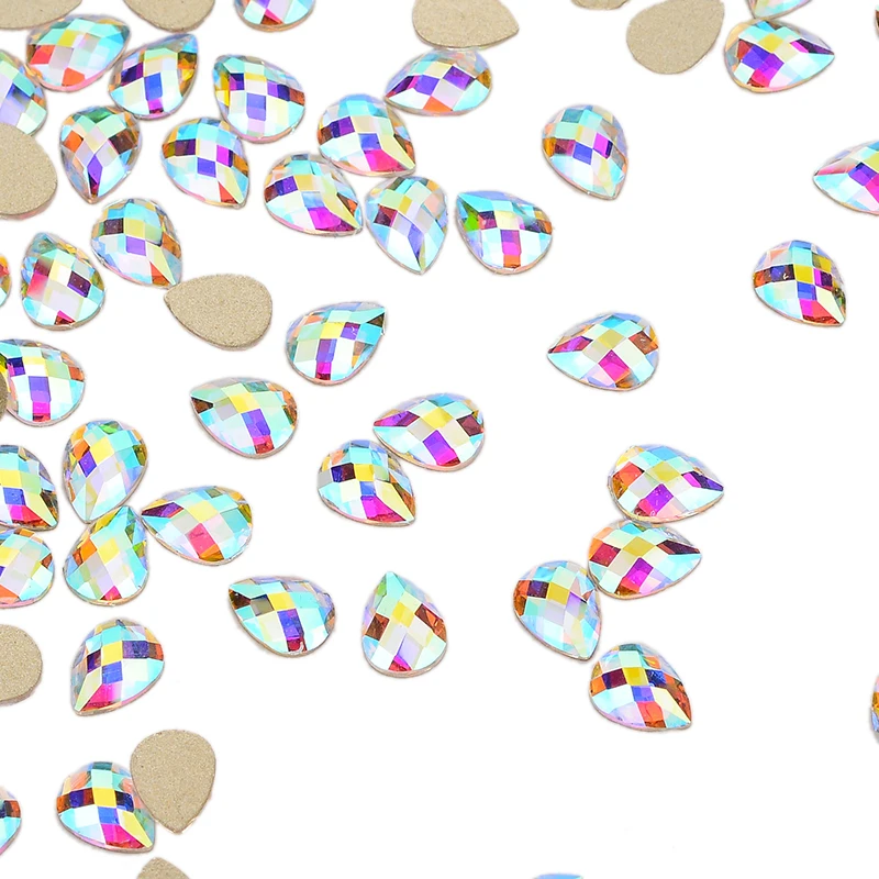 30pcs Golden Back AB Color Flatbacks No-Hotfix Rhinestones CRYSTAL Nail Art Crystal Flat Back Rhinestones For Nails