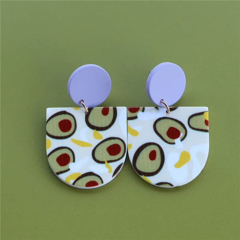 Креативные серьги-подвески с краской авокадо для женщин геометрические милые