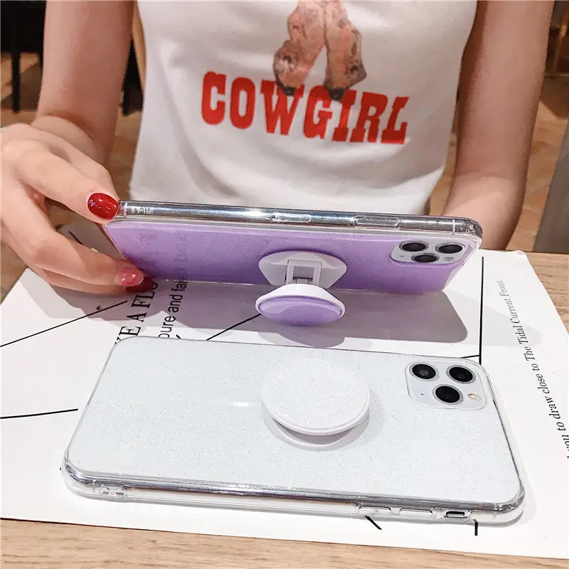 

Candy Color Stand Holder Phone Case For iPhone 11 11Pro Max XR XS Max X 6S 7 8 Plus 11Pro Glitter Back Cover For iPhone SE 2020