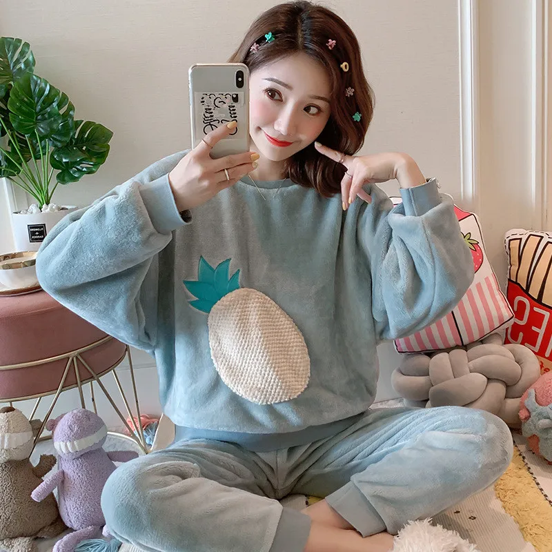 q8320 Зимняя женская пижама, комплект, мультяшная теплая Пижама, женская ночная одежда, пижама с животным принтом, полный рукав, 2 шт., Пижама, женская ночная одежда, пижама - Цвет: q8320