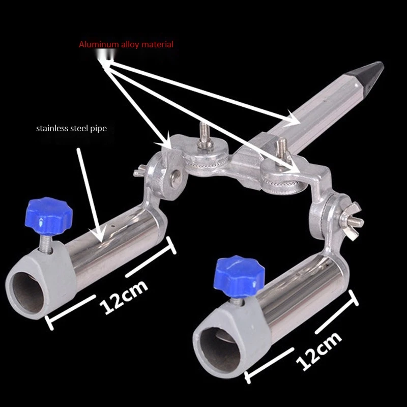 

Silver Aluminum Alloy Double Turret Bracket Fishing Rod Support Fishing Box Accessories Adjustable Fishing Rod Bracket