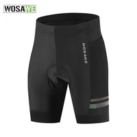 wosawe summer reflective cycling shorts men shockproof gel pad black road bike bicycle tights biker shorts with phone pocket