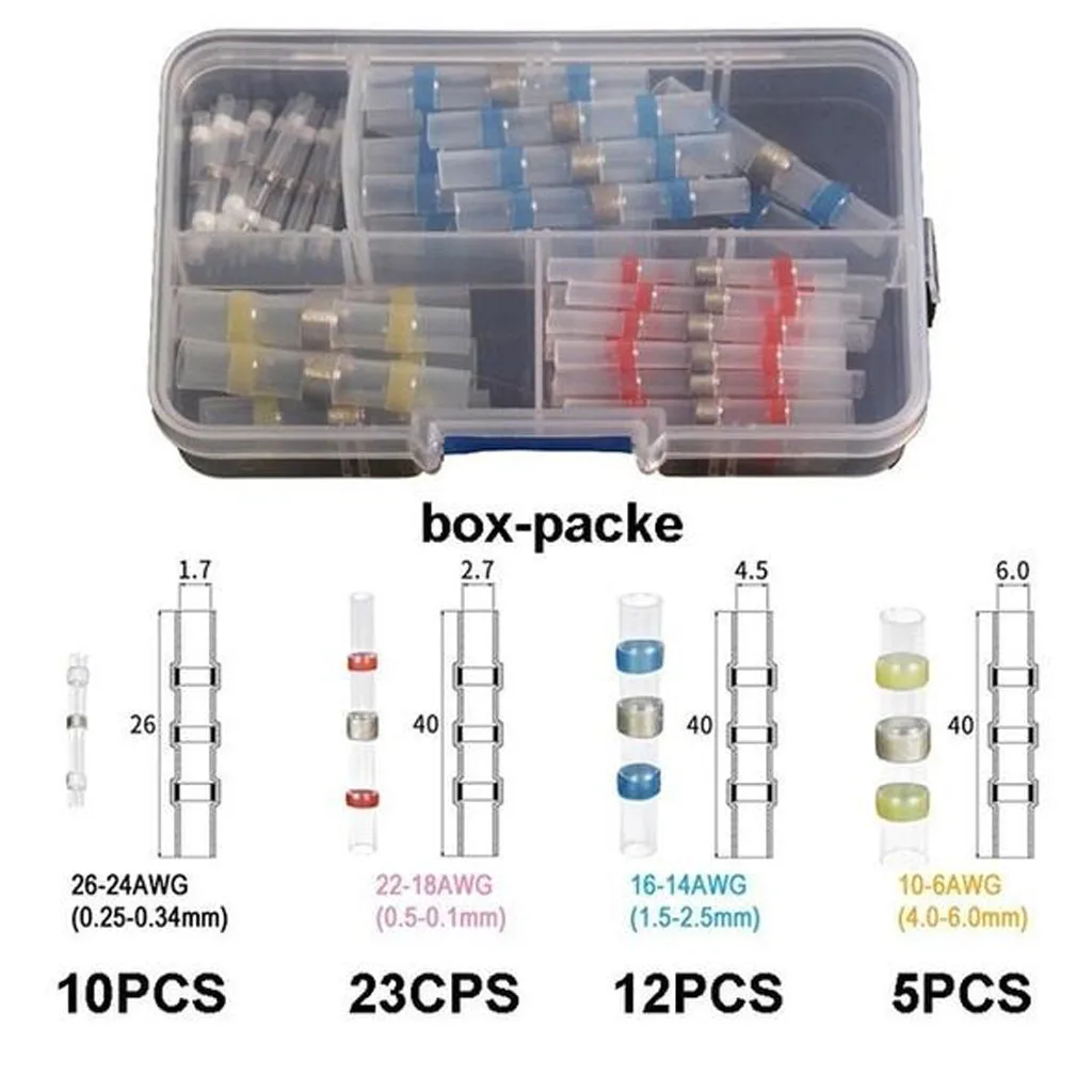 50 шт. разъемы для электрических проводов изолированные припоя рукава трубки