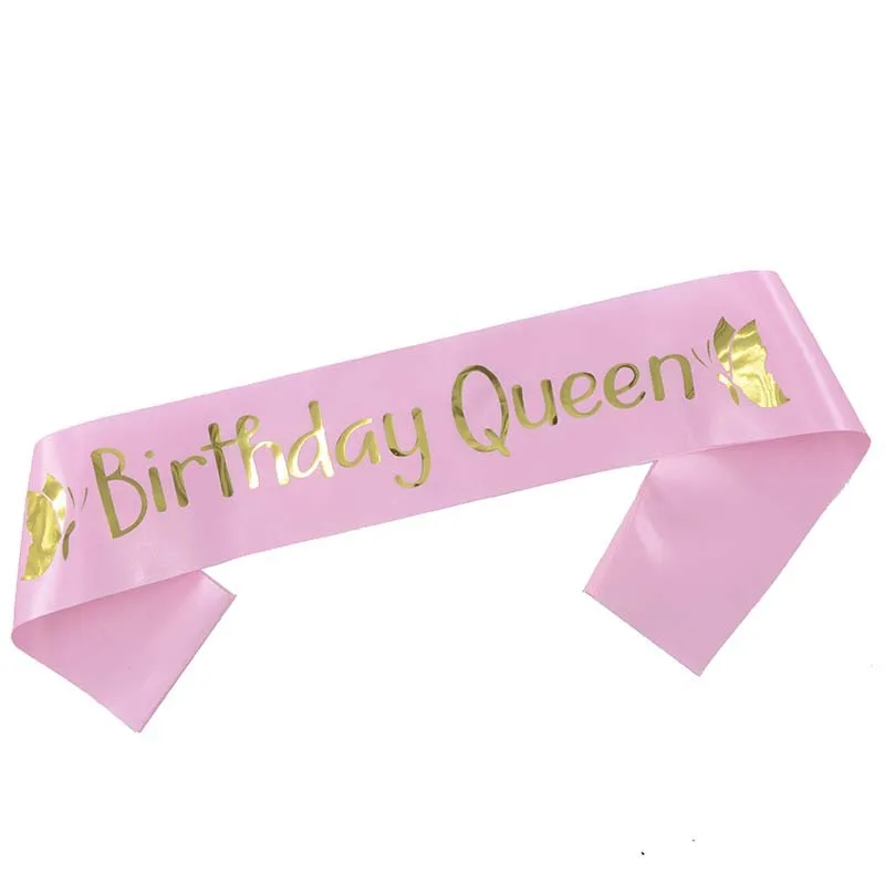Для женщин девушек день рождения королева письмо сатин черный пояс с узором