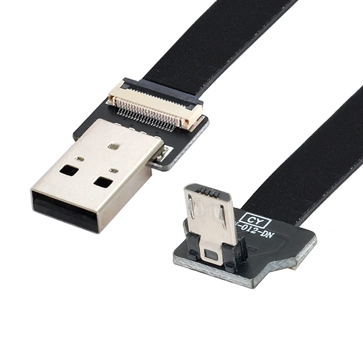 

Down Angled USB 2.0 Type-A Male to Micro USB 5Pin Male Data Flat Slim FPC Cable for FPV & Disk & Phone
