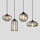 Винтажный подвесной светильник в стиле индастриал, Серый Стеклянный Ретро светильник для бара, лестницы, столовой, лампа Эдисона E27