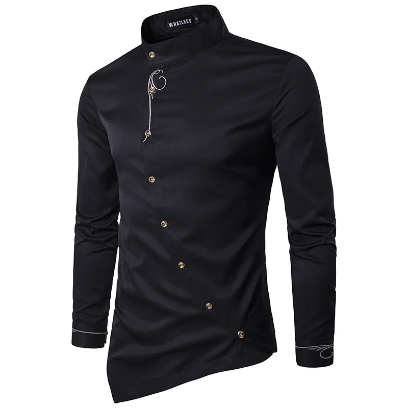 Men New Fashion Long Sleeve Shirt Embroidery Declining Buttons Stand Colla Kurta Raya Lelaki Melayu Muslim | Мужская одежда
