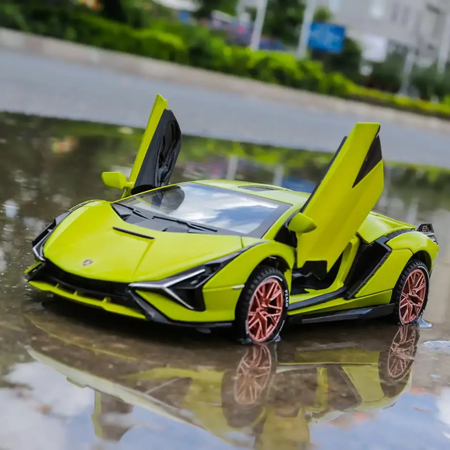 

Лидер продаж, автомобиль на колесах 1:32 с логотипом немецкого быка, Lambor Sian FKP 37, металлическая модель с светильник светкой и звуком, коллекционная игрушечная машинка