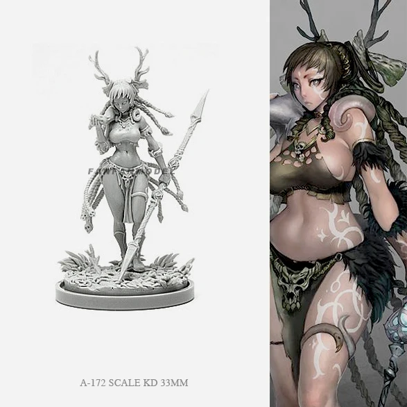 

H33mm Resin Figure KitsForest beauty Model self-assembled A-172