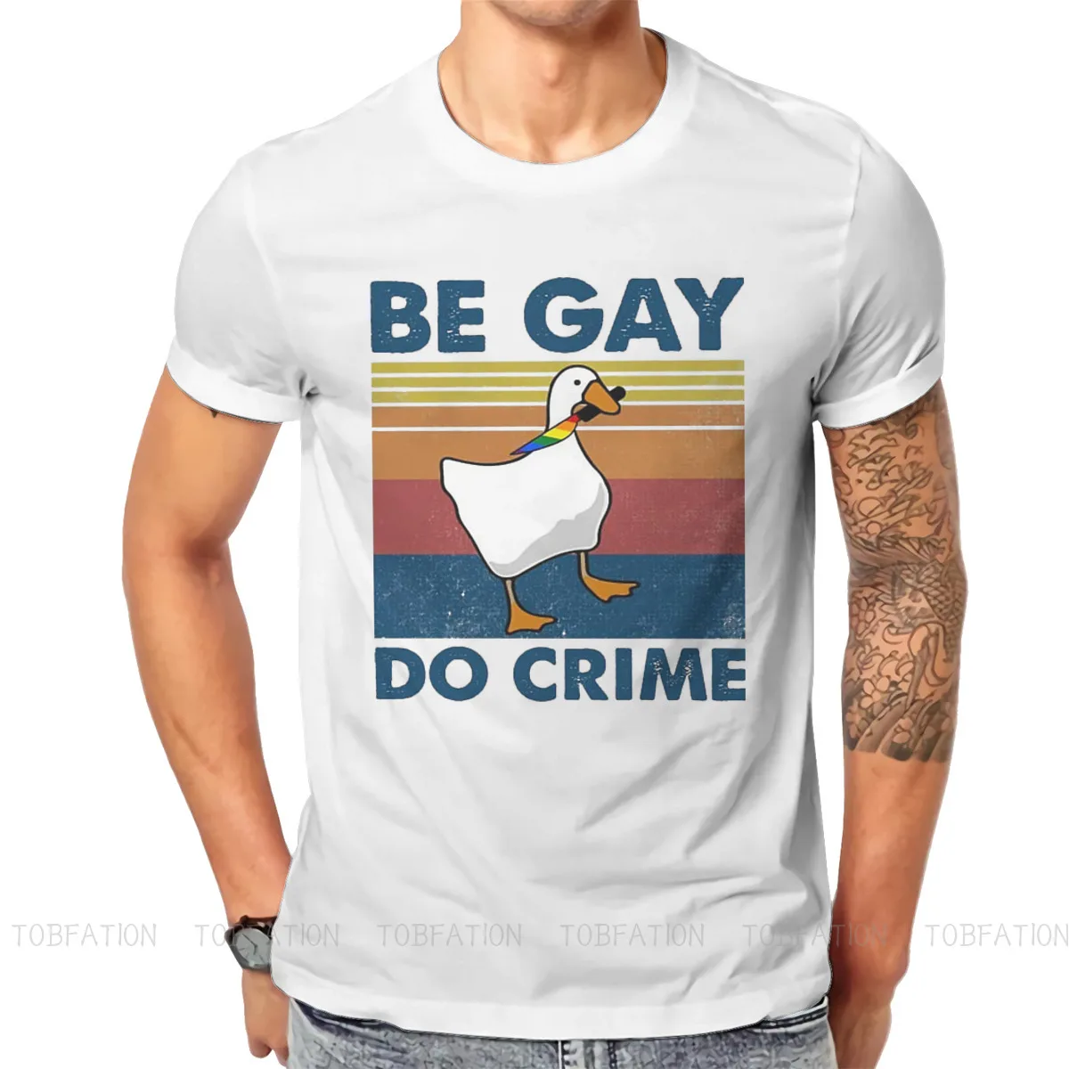 

LGBT Gay Rainbow Pride Be Gay Goose Classic Tshirt Harajuku Grunge Men's Streetwear Tops Large Cotton Crewneck T Shirt