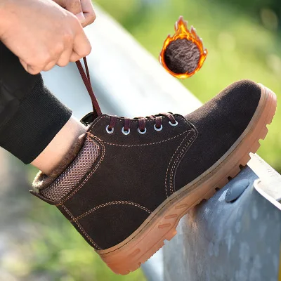 Brown with fur Размеры 38-46; защитная обувь с защитой от разбивания лодыжки; безопасная обувь для выживания в пустыне;# GH201-1 - Цвет: Brown with fur