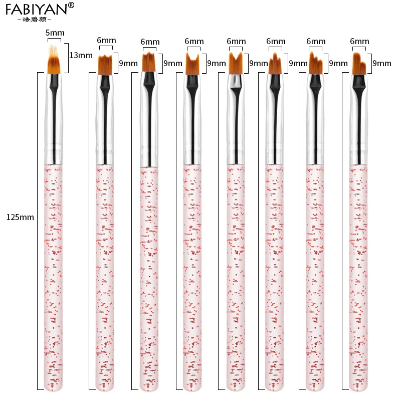 8Pcs red 8 шт дизайн ногтей Русалка Кисть градиент французская Луна затенение ручка живопись Советы Для Рисования Акриловый Гель-лак для УФ-лампы инструменты для дизайна маникюра - Цвет: 8Pcs red