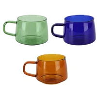 transparent coffee cup 250ml borosilicate cup glass tea water milk mug with handle