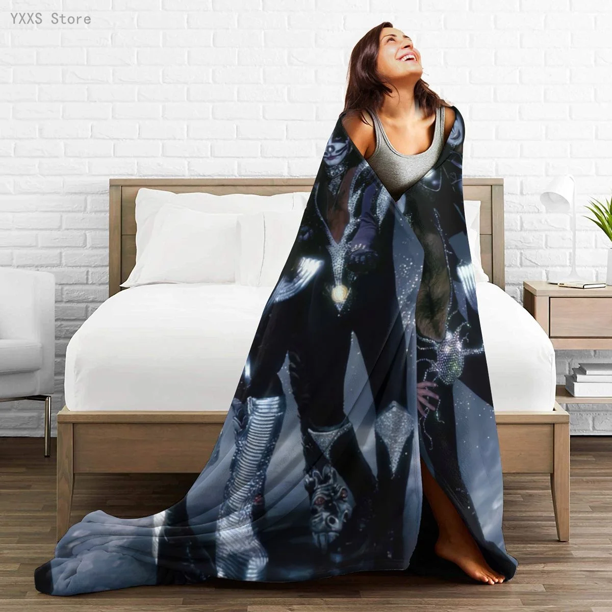 

KISS Band 3D Cartoon Sherpa Blanket Warm Super Soft Flannel Office Nap Bedspread Sofa Bedding Plush Quilt Plaids 291791697