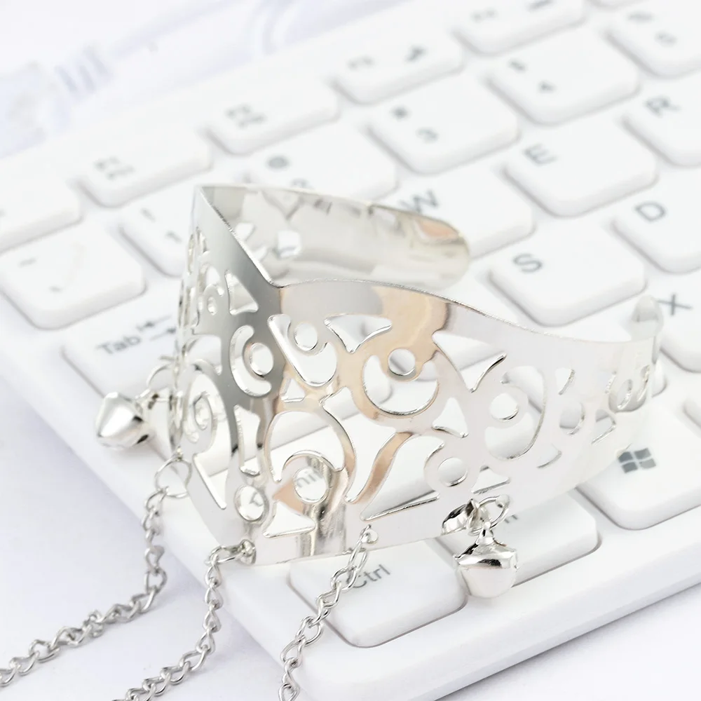 Модный панк золотой полый браслет с цепочкой на руку ювелирное изделие запястье