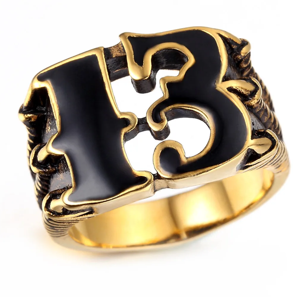 Мужские ювелирные изделия Gold Tone Lucky 13 Dragon Claw из нержавеющей стали|Кольца| |