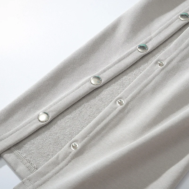 

GTDOM Men Elastic Waist Straight Long Pants Oversize Solid Color Trouser 2021 New Spring Terry Button Soft Hip Hop Casual Pants