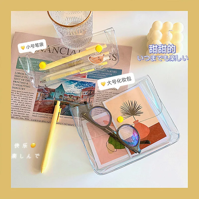 

W&G Pen Bag Transparent Waterproof PVC Wallet Storage Bag Cosmetic Portable Bag Pencil Key Case