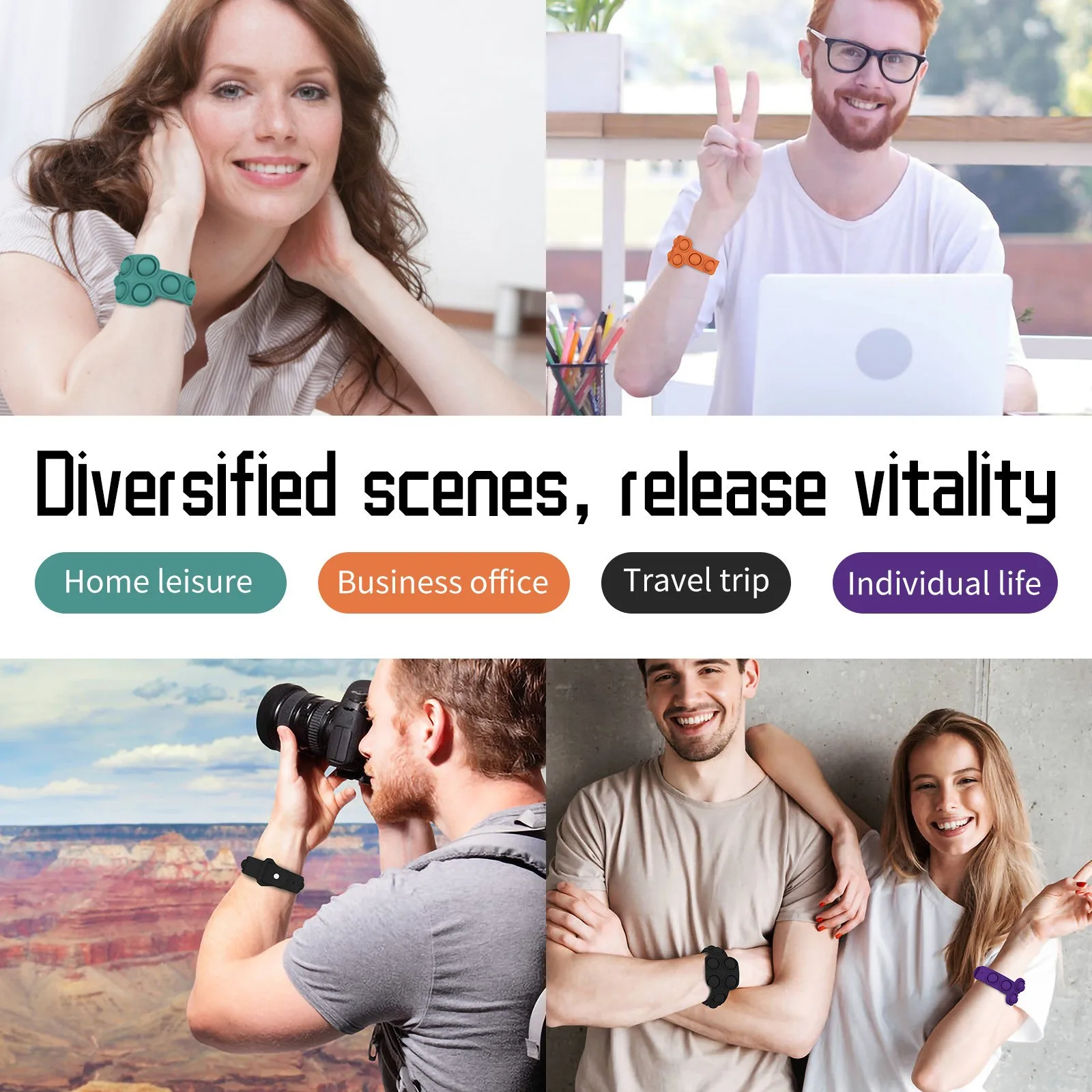 

Portable Press Decompression Toy Silicone Simple Dimples Sensory Fidget Toy Wristband Antistress Hand Press Pops Push it Toys