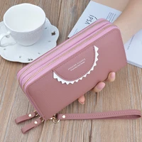 womens long wallet letter print double zipper coin purses female solid color new style card holder clutch money clip phone bag