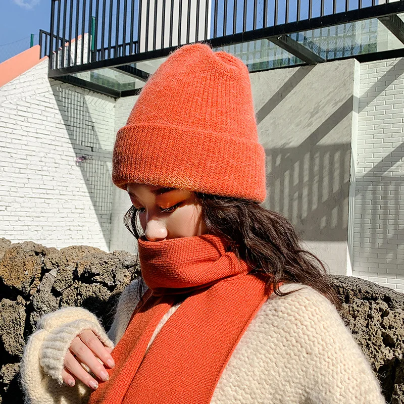 

Зимние шапки из натурального кроличьего меха для женщин, повседневные кашемировые шерстяные вязаные шапки, осенне-зимняя шапка, Однотонный...