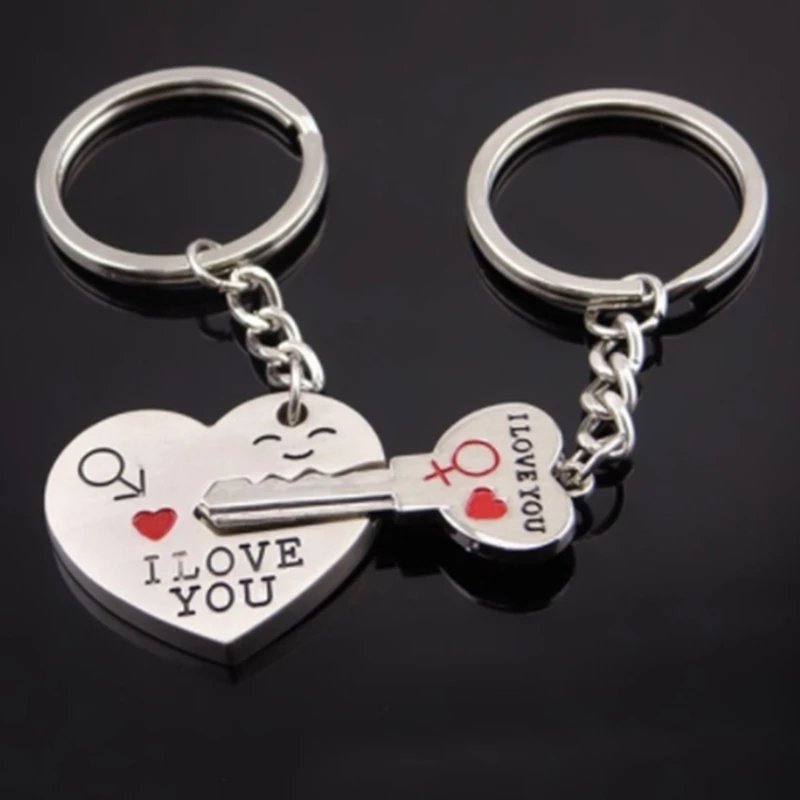

I Love You Heart Shape Couple Key Chain Ring Keyring Keyfob Lover Gift Valentine's Day