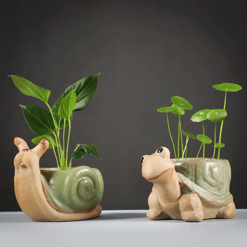 

Антикварные керамические цветочные горшки, плантатор для суккулентов, цветочные горшки для животных, художественная ваза, домашний цветоч...