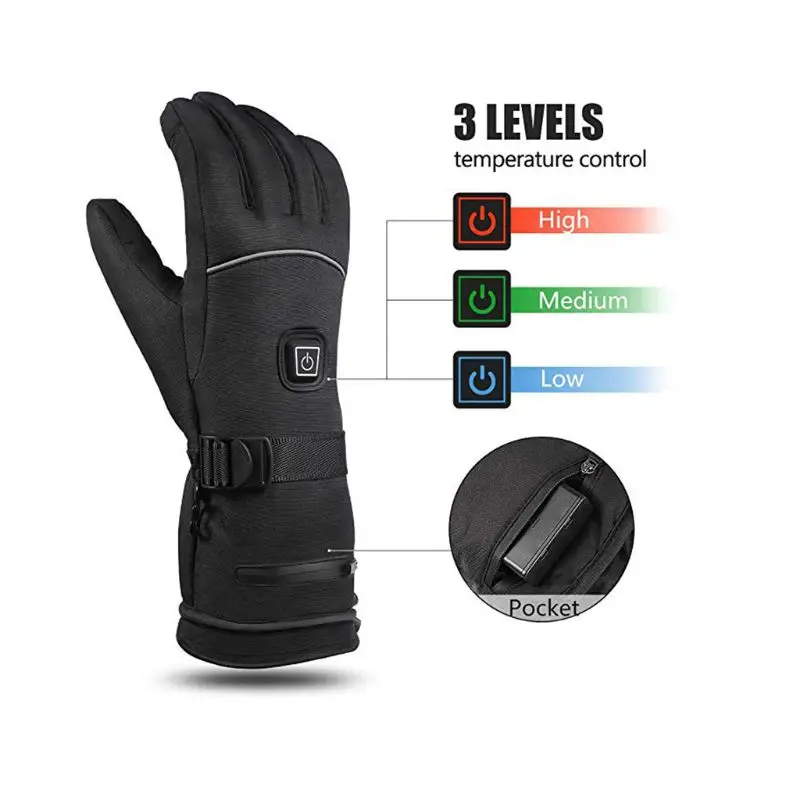 

Men Women Winter Electric Heated Gloves with Reflective Strip Battery Powered Y98F