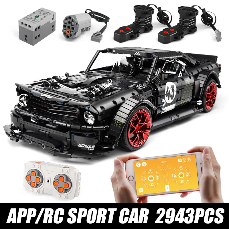 RC 23009 Ford Mustang Hoonicorn RTR V2 гоночный автомобиль с моторами подходит для Lepinblocks Technic 20102