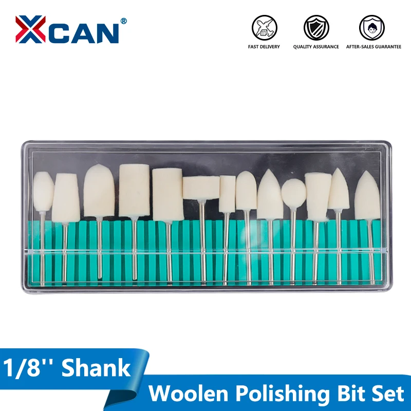 XCAN Wool Bit Shank 1/8'' Fit Dremel Rotary Tools Polishing Wheels 13pcs Grinding Head