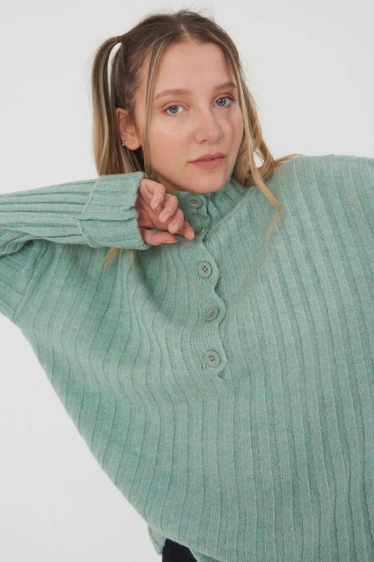 Fold Sleeve Sweater Women's Mint Women Sweater 2021