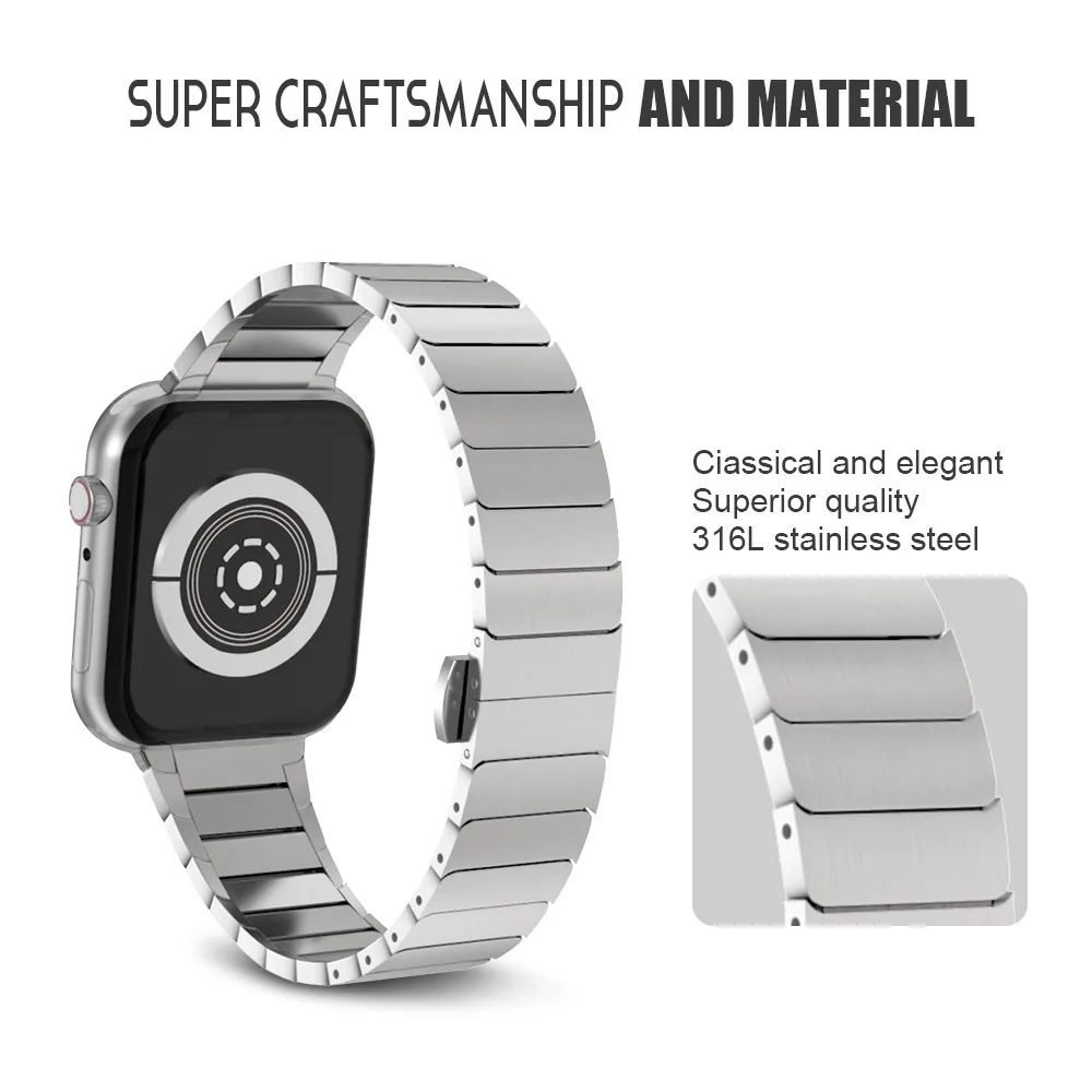 For Apple Watch Band Stainless Steel Watch Strap 40mm 44mm Butterfly Bracelet for  Series 1 2 3 4 5 6 Watches Band 42mm 38mm