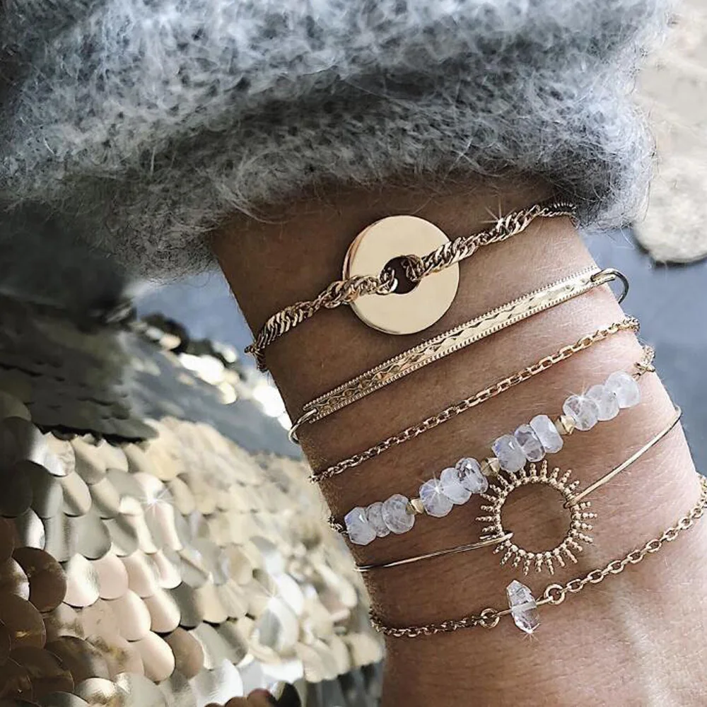 6 шт./партия женские модные браслеты шармы Круглый круглый браслет с