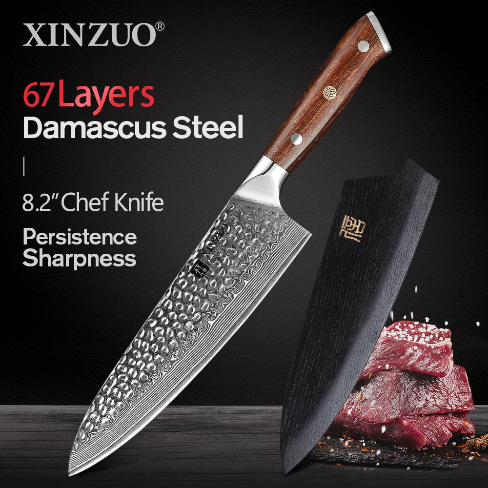 Профессиональные поварские ножи XINZUO VG10 8 2 дюйма дамасский шаблон сталь рыба и