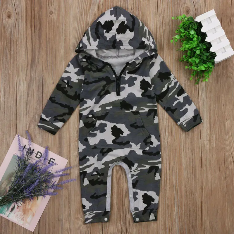 

Pudcoco 0-24M Newborn Kids Baby Boys Zipper Romper Jumpsuit Playsuit Hooded Clothes Outfit