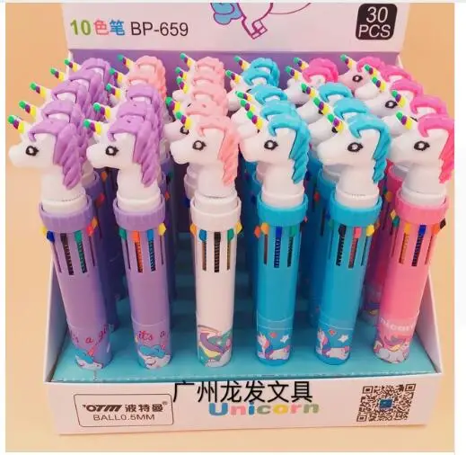 Dream Unicorn 10 цветов короткая и толстая Шариковая ручка для школы и офиса, подарочные канцелярские принадлежности Papelaria Escolar - Цвет: 02 Random Design