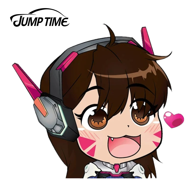 JumpTime 13 см x 11 8 D.Va Peeker Стикеры с сердечком изображением мультяшного автомобиля s
