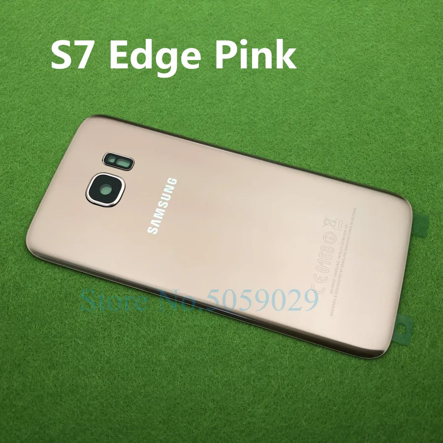 S7 Edge Pink Для SAMSUNG Galaxy S7 G930 SM-G930F S7 Edge G935 G935F Задняя стеклянная крышка батарейного отсека задняя дверь Корпус Задняя стеклянная крышка - Цвет: S7 Edge Pink