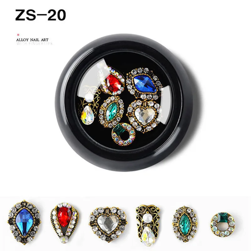 ZS-20 Новинка, 1 коробка, в форме капли воды/банта, цветные стразы для дизайна ногтей, сплав, стеклянные камни, сделай сам, для маникюра, драгоценные камни, аксессуары для ногтей - Цвет: ZS-20