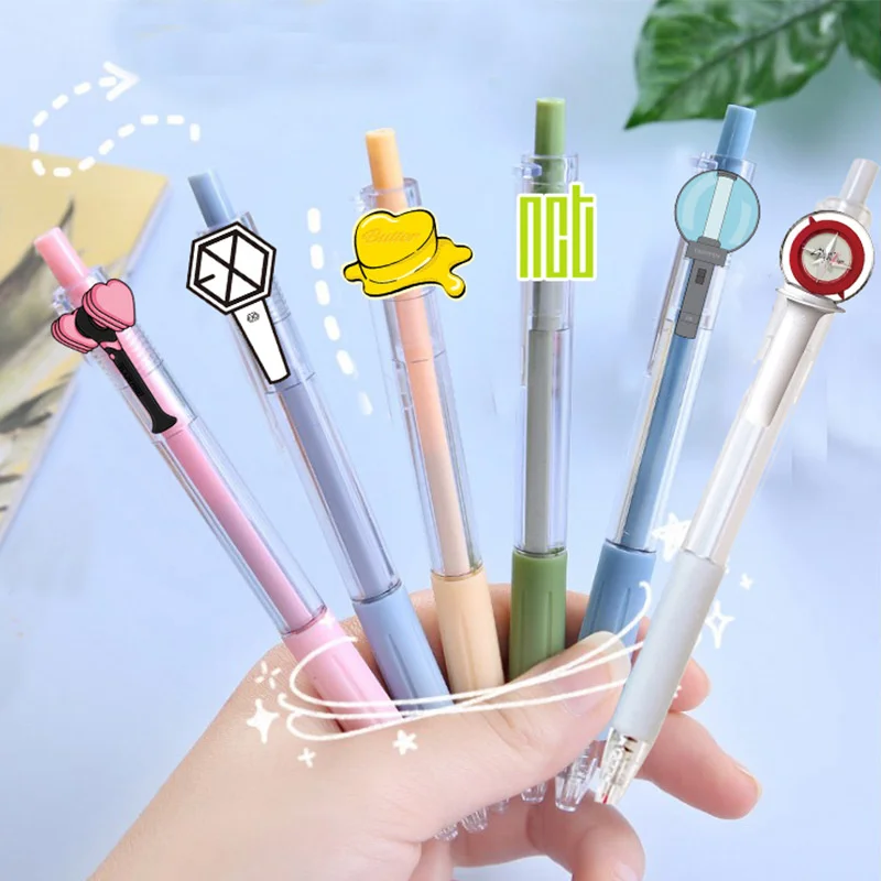 

KPOP Bangtan Boys Cartoon EXO IU straykids The same candy color black gel pen Cosplay Gift JUNGKOOK JIMIN SUGA Fans Collection